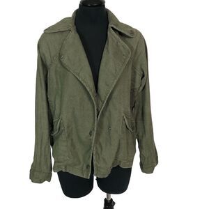 American Eagle Green Utility Moto Linen Jacket - Women’s XXS